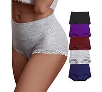 OPIBOO Women's Cotton Underwear,Ladies Soft Stretch Tummy Control Comfy No Muffin Panties Boyshorts, Multicoloured a, XL
