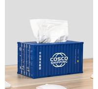OPica Container Tissue Box Creative Storage Napkin Holder Shipping Container Model Desktop Storage Napkin Box Fashion Decoration