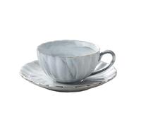 OPIGJUFD Cup and Saucer Set Marble Texture Porcelain Cup and Saucer 200ML Coffee Mug Ceramic English Afternoon Tea One Set Breakfast Milk Coffeeware(Grey)