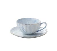 OPIGJUFD Cup and Saucer Set Marble Texture Porcelain Cup and Saucer 200ML Coffee Mug Ceramic English Afternoon Tea One Set Breakfast Milk Coffeeware(Blue)