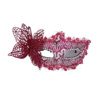 OPIGJUFD Feather Mask Feather Eye Mask Masquerade Princess Half Face Guard Lace Applique Masquerade(Rose red)
