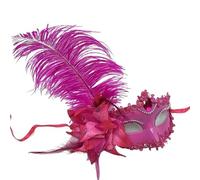 OPIGJUFD Feather Mask Masquerade Mask For Women Peacock Feathers Half Face Party Performance Masquerade(Rose red)