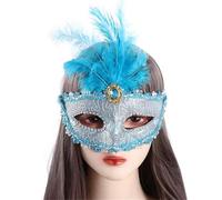 OPIGJUFD Feather Mask Party Mask Woman Masquerade Peacock Feathers Half Face Cosplay Costume Masquerade(Blue)