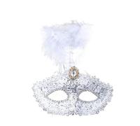OPIGJUFD Feather Mask Party Mask Women Masquerade Peacock Feathers Half Face Costume Masquerade(White)