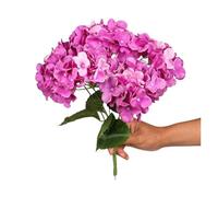 OPIGJUFD Hydrangea Artificial Flowers 5 Heads Hydrangea Silk Flowers Red Pink Artificial Fake Bouquet Flower Arrangements for Home Wedding Decor(Light purple)