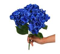 OPIGJUFD Hydrangea Artificial Flowers 5 Heads Hydrangea Silk Flowers Red Pink Artificial Fake Bouquet Flower Arrangements for Home Wedding Decor(Dark blue)