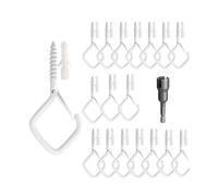 OPIGJUFD Outdoor Light Hook 10/20Pcs Square Snap Hanging Screw Hook Courtyard Garden Plants Ceiling Hooks with Safety Buckle for Hang Outdoors String Lights for Outdoor Lighting(White,30PCS)