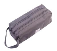 OPIGJUFD Pencil Case Large Capacity Pencil Cases Double Layer Simple Canvas Bags for Girls Back to Office Supplies Stationery Storage(Grey)