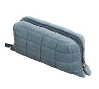 OPIGJUFD Pencil Case Pillow Shape Simple Pen Pouch Large Capacity Quilted Creative Pencil Box Cotton Travel Toiletry Bag Makeup Storage(Light Blue)