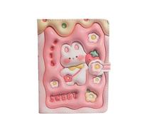 OPIGJUFD Retro Notebook Cute Cartoon Notebook Rabbit Planet Colourful Illustrations Soft Leather Cover Diary Student Schedule Planner Notepad(Color 01)