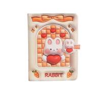 OPIGJUFD Retro Notebook Cute Cartoon Notebook Rabbit Planet Colourful Illustrations Soft Leather Cover Diary Student Schedule Planner Notepad(Color 02)