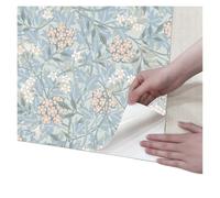 OPIGJUFD Wood Panel Wallpaper Light Blue Minimalist Jasmine Pattern Self Stick Wallpaper for Girls Room Nursery Home Decor Easy Install