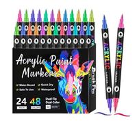 Opilroyn Acrylic Marker Set - Double Tip Textile Marker - Fade Resistant Permanent Markers, Artist Supplies for Paper, Glass, Wood, Canvas,