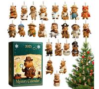 Opilroyn Advent Calendar, Two-Dimensional Acrylic Cute Collectibles - 24 Days Countdown Capybara Decoration Item for Christmas Tree | For Decoration on the Car Rear View Mirror, for Holiday Parties