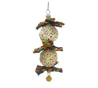 Opilroyn Bird toy, interactive foraging and made of natural wood, interactive toy for parakeets with bell, for small and medium macaws as an accessory for sharpening the beak