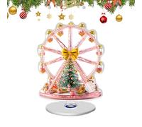 Opilroyn Christmas Table Decoration - 2D Festive Ferris Wheels Rotating Base Christmas Decoration for the Table with a Tree Design for Tiered Trays Party Wedding Thanksgiving Fireplace