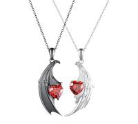 Opilroyn Couple Wings Necklace, Matching Necklace for Couples | Angel and Devil Wings Couple Necklaces | Couple Jewelry, Couple Necklace Pendant for Valentine's Day