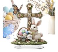 Opilroyn Easter Bunny Decorations Indoor, Easter Egg Decoration | 2d Flat Farmhouse Tabletop Decor for Easter - Seasonal Rabbits -Centerpiece for Dorm, Travel, School