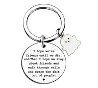 Opilroyn Friends Forever Keychain - Stainless Steel Ghost Friendship Keychain, Halloween Friendship Keychain, Keychain | Ghost Friends Keyring, Long Distance Friendship Keychains For Women Men Kids
