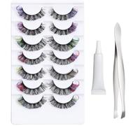 Opilroyn Lash Clusters, 7 Pairs of Reusable Eyelashes Multicolour | Eye Makeup for Sensitive Skin Evening Photo Girls Young Party
