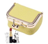 Opilroyn Leather Purse, Leather Wallet for Women - Fashion Jewellery Bag | Portable Coin Purse with Kiss Closure for Credit Cards, Keys, Headset, Lipstick, yellow, see description, See description