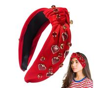 Opilroyn Love Heart Headbands,Wide Knotted Headband | Rhinestone Headbands for Women, Valentines Hair Accessories for Parties