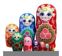 Opilroyn Matryoshka Dolls For Children | 10 Piece Wooden Cartoon Handmade - Traditional Russian Pile Dolls - For Education And Learning Entertainment Boys Girls Children Home School Christmas