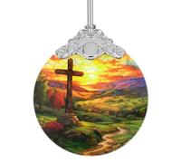 Opilroyn Nativity Scene Pendant Charm, Nativity Scene Blessing Pendant - Birth Christmas Pendant Nativity Scene Blessing Acrylic Pendant | Round Holiday Decoration Keepsake Christmas Decorations for