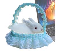 Opilroyn Realistic Bunny Figures - Realistic Plush Rabbits and with Basket | Photo Props for Living Room Home, Simulation Animal Models Decoration