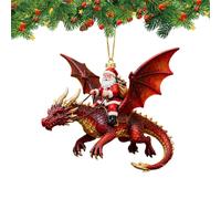 Opilroyn Santa Claus Ornaments,2D Santa Riding Dragon Pendant | Christmas Ornament - for Holiday Celebration Winter Seasonal Display Backpack
