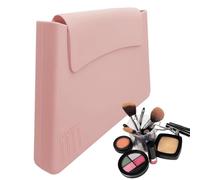 Opilroyn Silicone Travel Makeup Brush Bag, Silicone Makeup Bag - Large Travel Case for Brushes and Cosmetics - Waterproof Large Travel Makeup Brush Case with Magnetic Buckle Design, pink, see