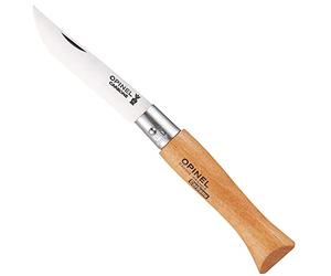 Opinel Non-Locking Carbon Steel Blade No.5 - Beech - Beech, 3.5 Cm