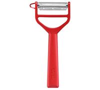 Opinel T-Duo Plastic Peeler in Red for Peeling Vegetables and Preparing Juliennes, Dishwasher Safe, 254625