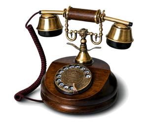 Opis 1921 Cable Model A - Vintage Wooden Telephone, Traditional Rotary Dial Home Phone, Retro Corded Landline Telephone with Real Metal Bell (No Bluetooth)