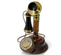 Opis 1921 Cable Model C - Candlestick Telephone, Real Wood Vintage Home Phone, Working Rotary Dial with */#, Antique Style Corded Landline Phone (No Bluetooth)