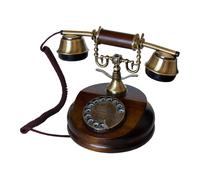 Opis 1921 Cable Model A - Vintage Wooden Telephone, Traditional Rotary Dial Home Phone, Retro Corded Landline Telephone with Real Metal Bell (No Bluetooth)