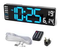 Opis Clock 1 XL Blue&White: Large Digital Wall Clock with Date and Day Display, a Modern Digital Clock for Wall