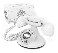 Opis FunkyFon Cable: Rotary Dial Disc Telephone in the sinuous Style of the 1920s with modern electronic Bell (white)