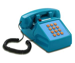 Opis PushMeFon Cable: The Old Fashioned Desktop Retro Telephone - Push Button Landline Phone in Vintage Style for Home Use in Light Blue