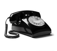 Opis Technology 60s Cable - Black Rotary Dial Telephone, Vintage Retro Corded Landline Phone, UK Compatible