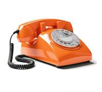 Opis Technology 60s Cable - Orange Rotary Dial Telephone, Vintage Retro Corded Landline Phone, UK Compatible