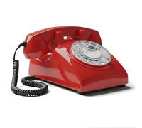 Opis Technology 60s Cable Retro Rotary Dial Landline Telephone, Red
