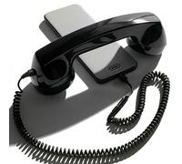 Opis Technology 60s Micro USB-C Edition Telephone Handset, Black | Retro corded receiver with coiled cable for mobiles, tablets and computers. Anti radiation, plug in.