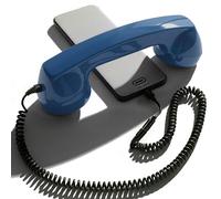 Opis Technology 60s Micro USB-C Edition Telephone Handset, Blue | Retro corded receiver with coiled cable for mobiles, tablets and computers. Anti radiation, plug in.