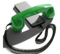 Opis Technology 60s Micro USB-C Edition Telephone Handset, Green | Retro corded receiver with coiled cable for mobiles, tablets and computers. Anti radiation, plug in.