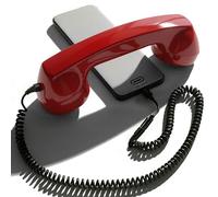 Opis Technology 60s Micro USB-C Edition Telephone Handset, Red | Retro corded receiver with coiled cable for mobiles, tablets and computers. Anti radiation, plug in.