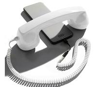 Opis Technology 60s Micro USB-C Edition Telephone Handset, White | Retro corded receiver with coiled cable for mobiles, tablets and computers. Anti radiation, plug in.