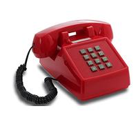 Opis Technology PushMeFon Cable Retro Push Button Landline Phone, Red