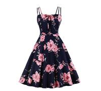 OPITUN Womens Summer Dress Floral Spaghetti Strap Dresses Beach Casual Mini Sundress Swing Dress(Pink,Medium)