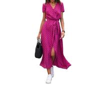 OPITUN Womens Summer Maxi Dress V Neck Casual Party Flowy Long Dress for Ladies Floral Cocktail Midi Polka Dot Wrap Dresses(1,Small)